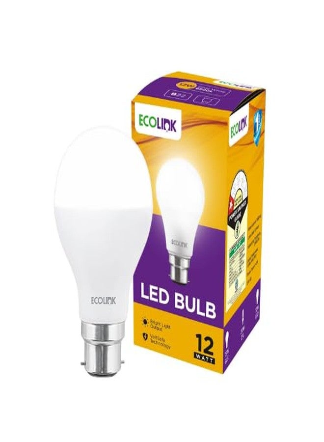 إيكو لينك مصباح إيكولينك LED بقوة 12 وات | مصباح LED بقوة 12 وات للغرف والمنازل | قاعدة المصباح: B22، اللون: ضوء نهاري بارد، عبوة من قطعة واحدة - Image 1